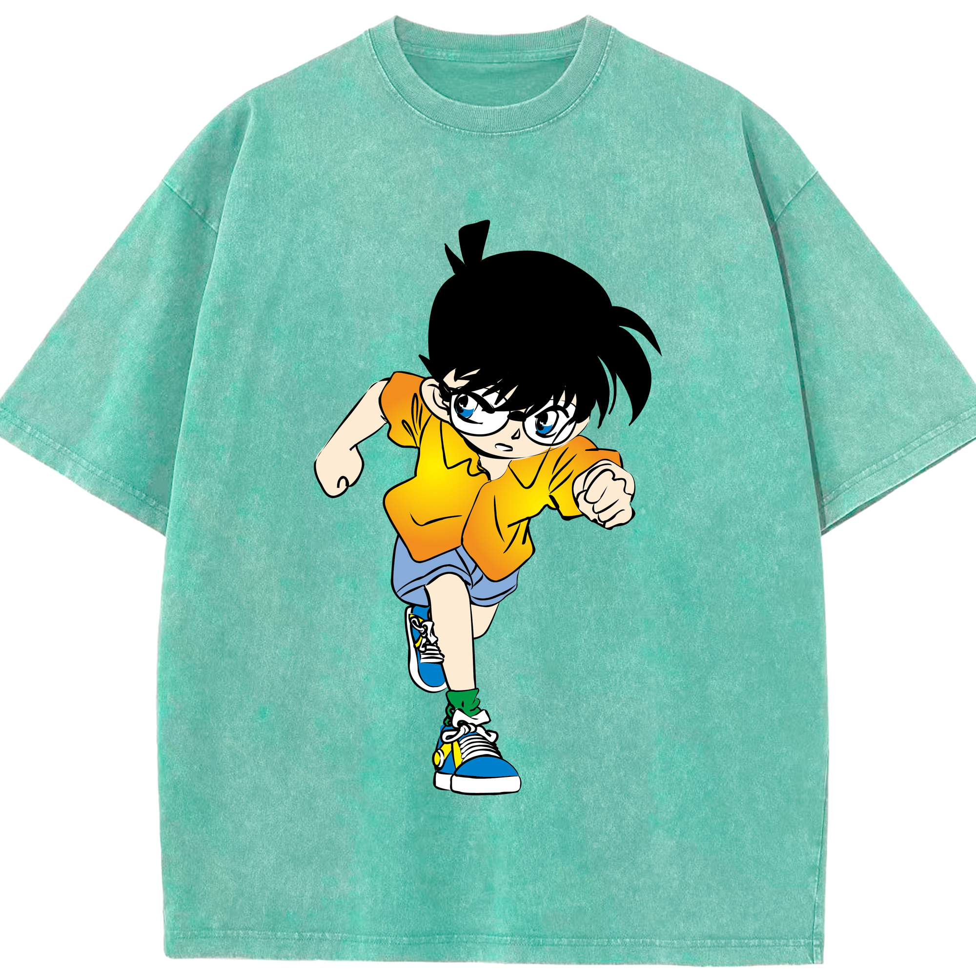 （画像用） 名探偵コナン 江戸川 コナン Detective Conan Conan Edogawa 綿100% ヴィンテージ風 半袖Tシャツ（フロントプリント）